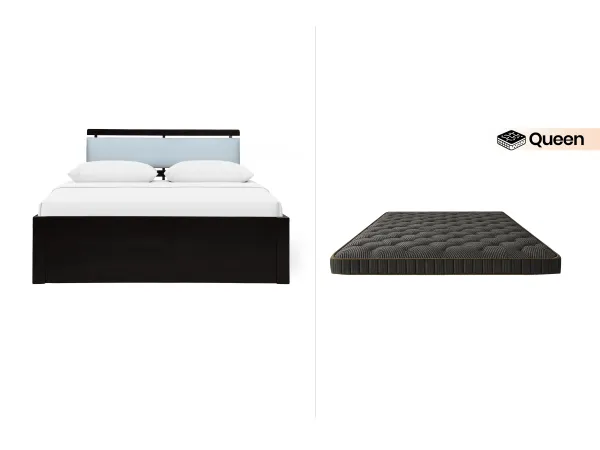 Crest Queen Size Double Bed With Premium Foam Mattress Queen Size (78 x 60 x 4 inches)